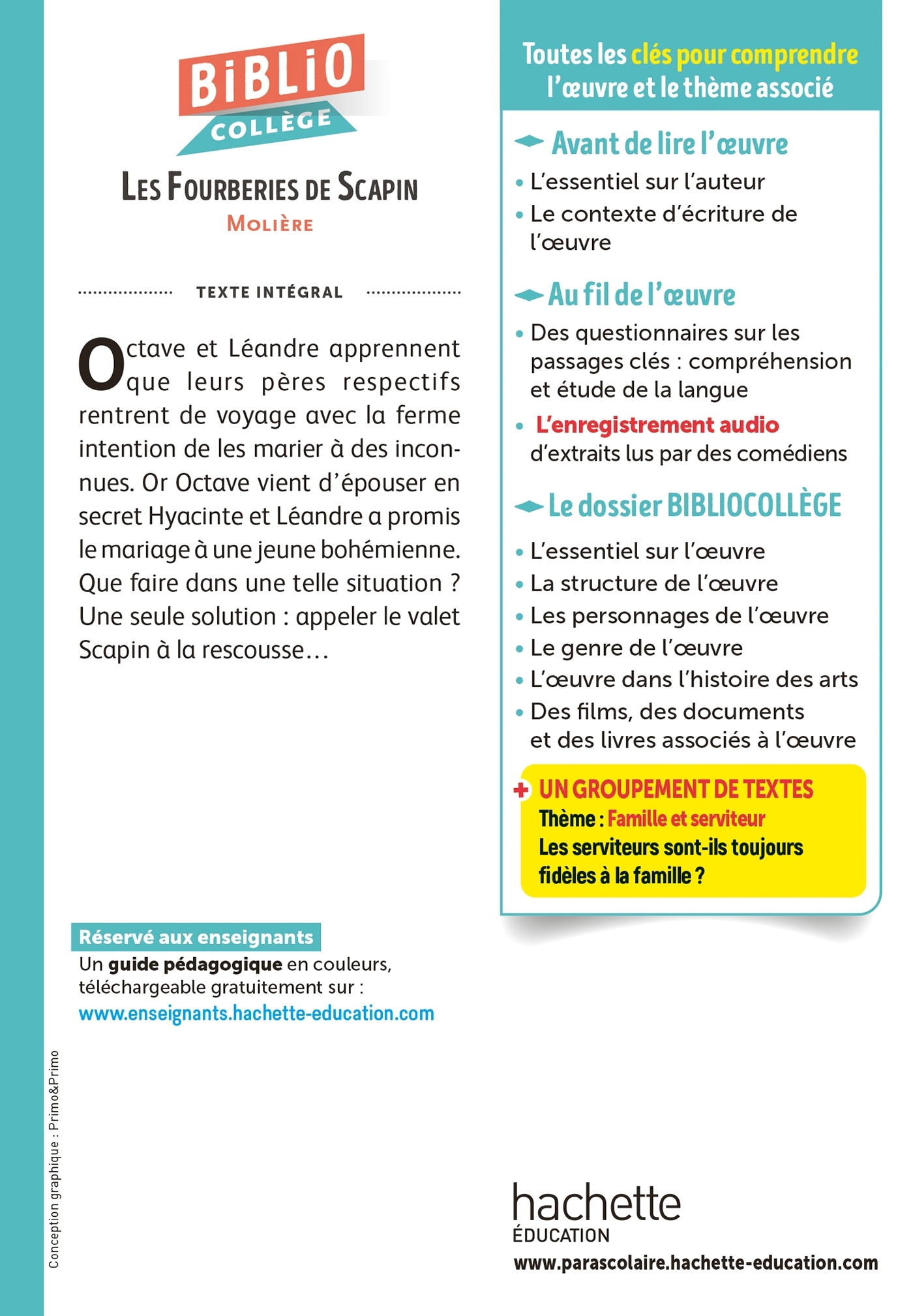 Bibliocollège - Les Fourberies de Scapin, Molière - Molière Molière - HACHETTE EDUC