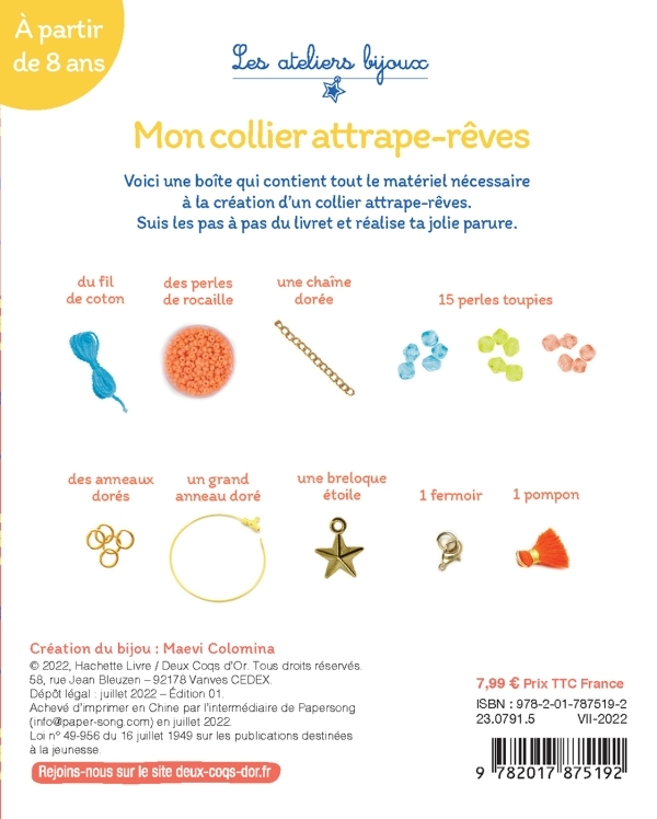 Mon collier attrape-rêves - mini coffret avec accessoires - Maevi Colomina - DEUX COQS D OR