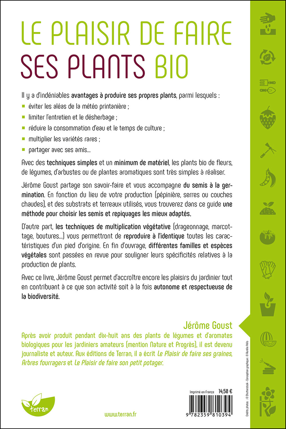 Le plaisir de faire ses plants bio - Jérôme Goust - DE TERRAN