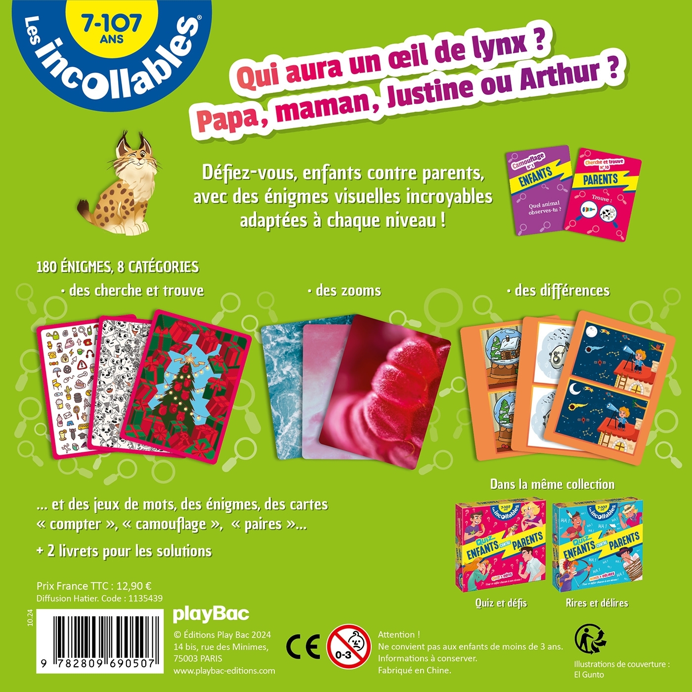 Boîte Quiz - Incollables - Enfants vs Parents - Énigmes Visuelles -   - PLAY BAC