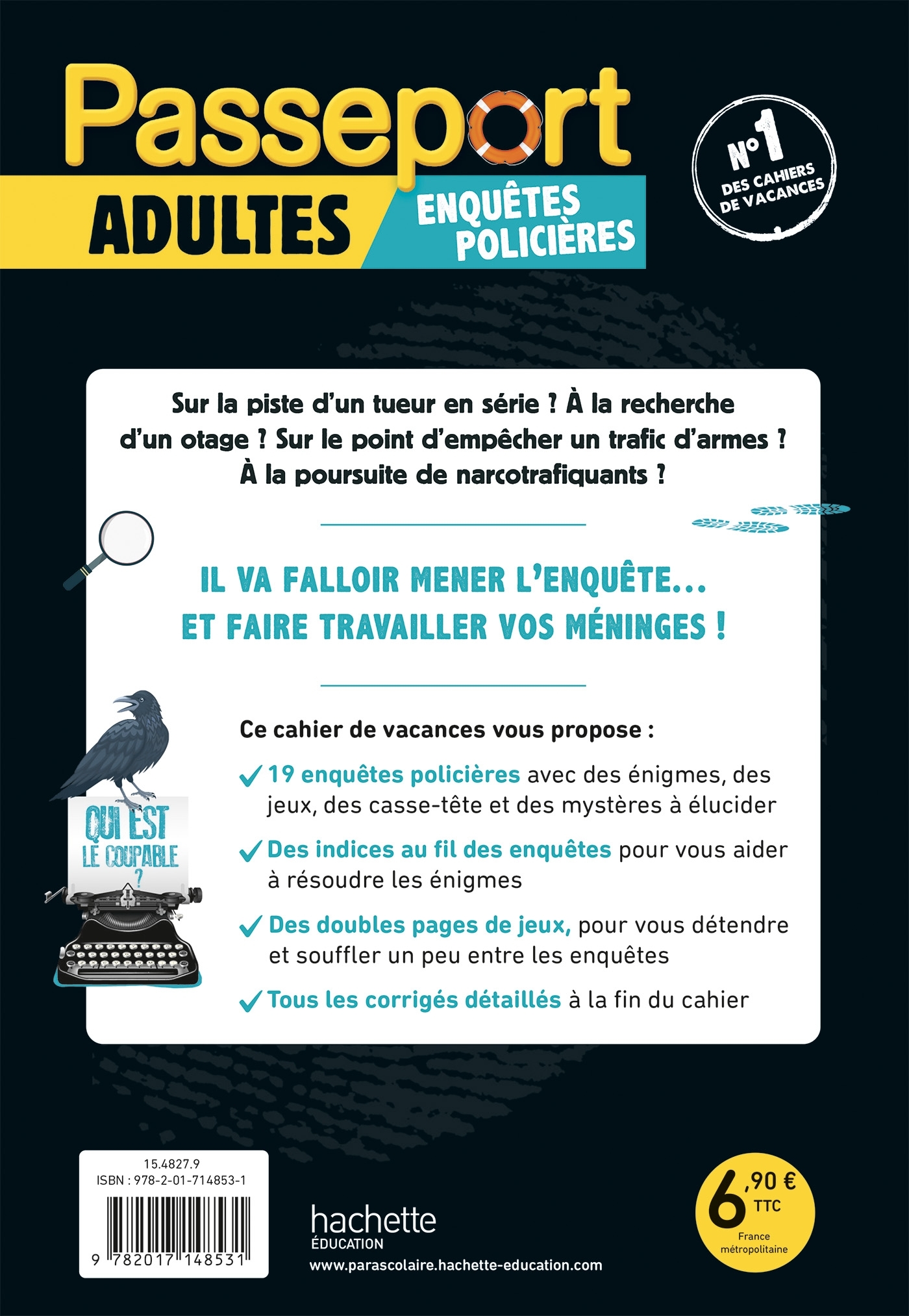 Passeport Adultes - Enquêtes policières - Cahier de vacances 2024 - Sandra Lebrun - HACHETTE EDUC
