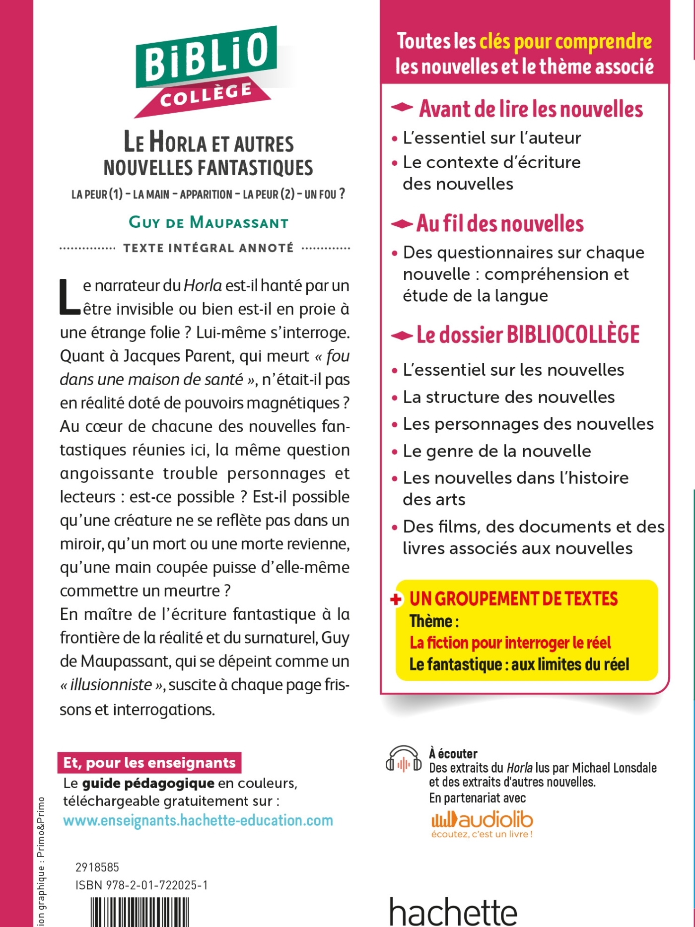 BiblioCollège - Le Horla et autres nouvelles fantastiques, Maupassant - Guy Maupassant - HACHETTE EDUC