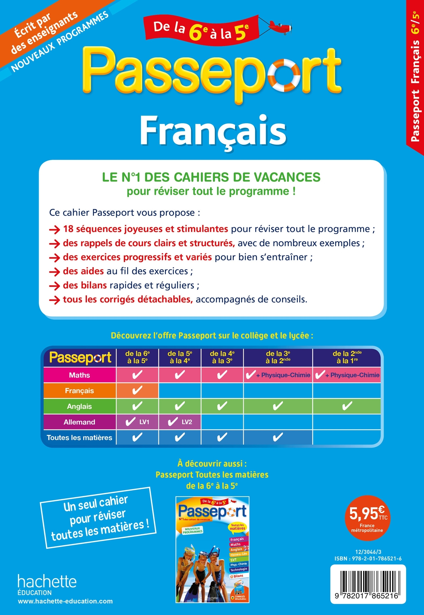 Passeport - Français de la 6e à la 5e - Cahier de vacances 2021 - Isabelle Lisle - HACHETTE EDUC
