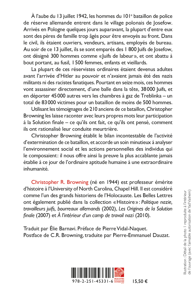 Des hommes ordinaires - Christopher R. Browning - BELLES LETTRES