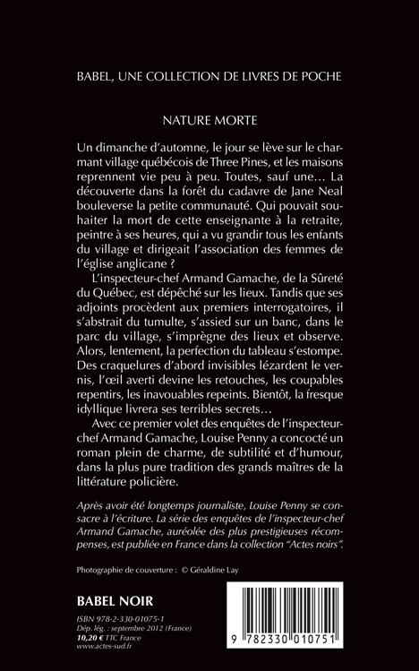 Nature morte - Louise Penny - ACTES SUD