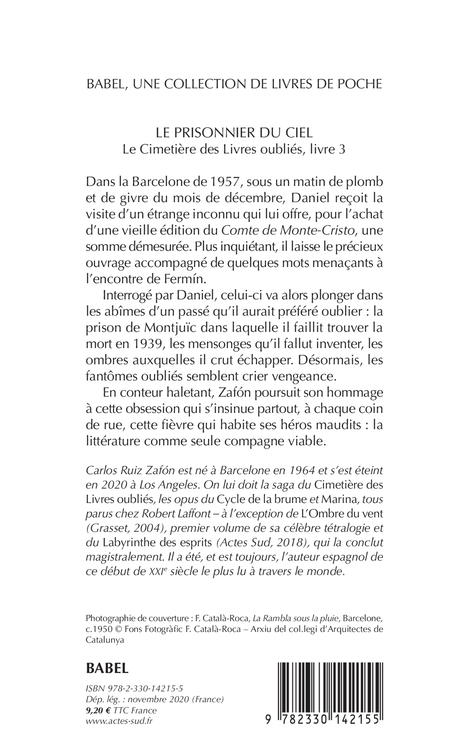 Le Prisonnier du Ciel - Carlos Ruiz Zafón - ACTES SUD
