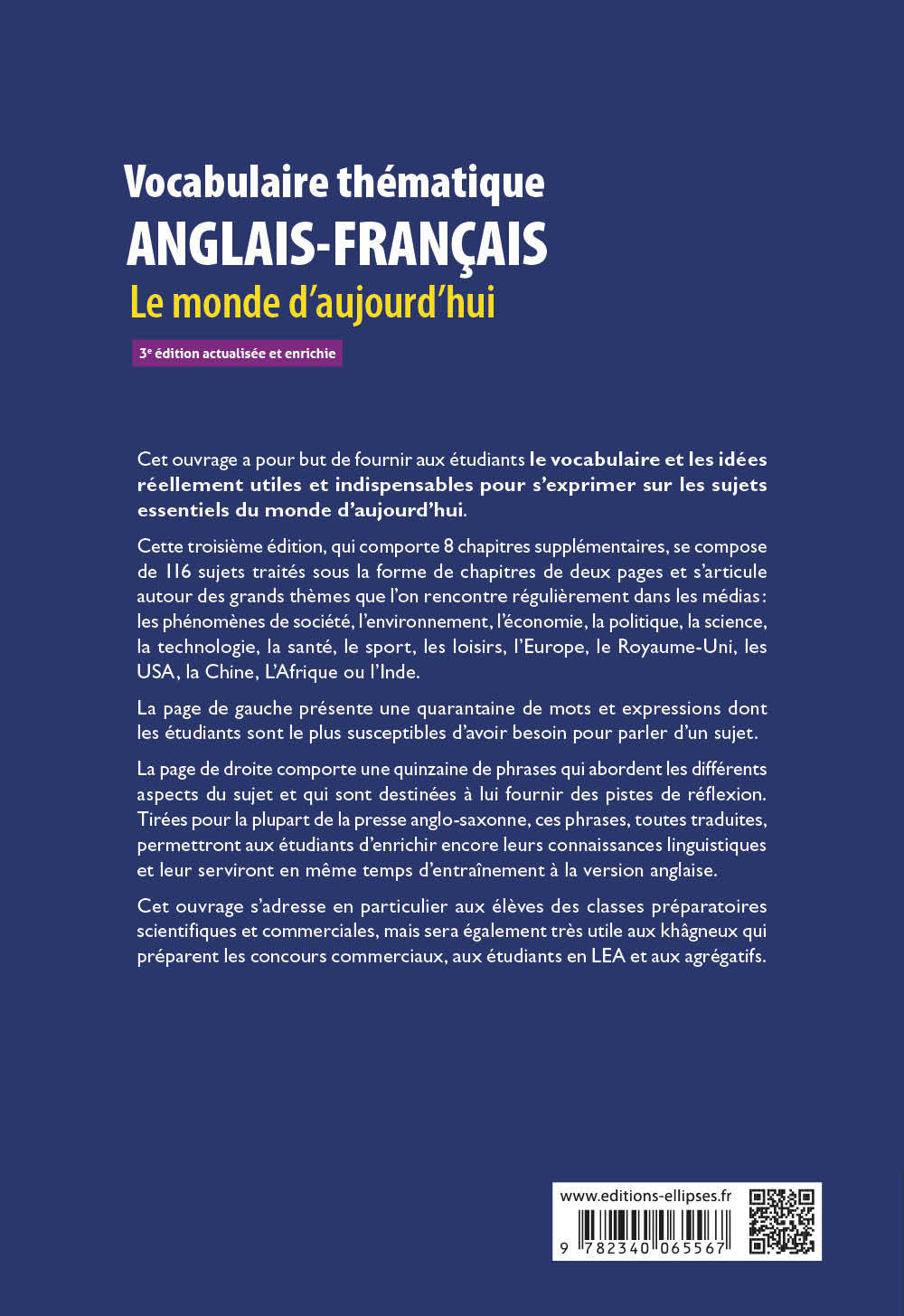 Vocabulaire thématique anglais-français 3e édition actualisée et enrichie - Daniel Gandrillon - ELLIPSES