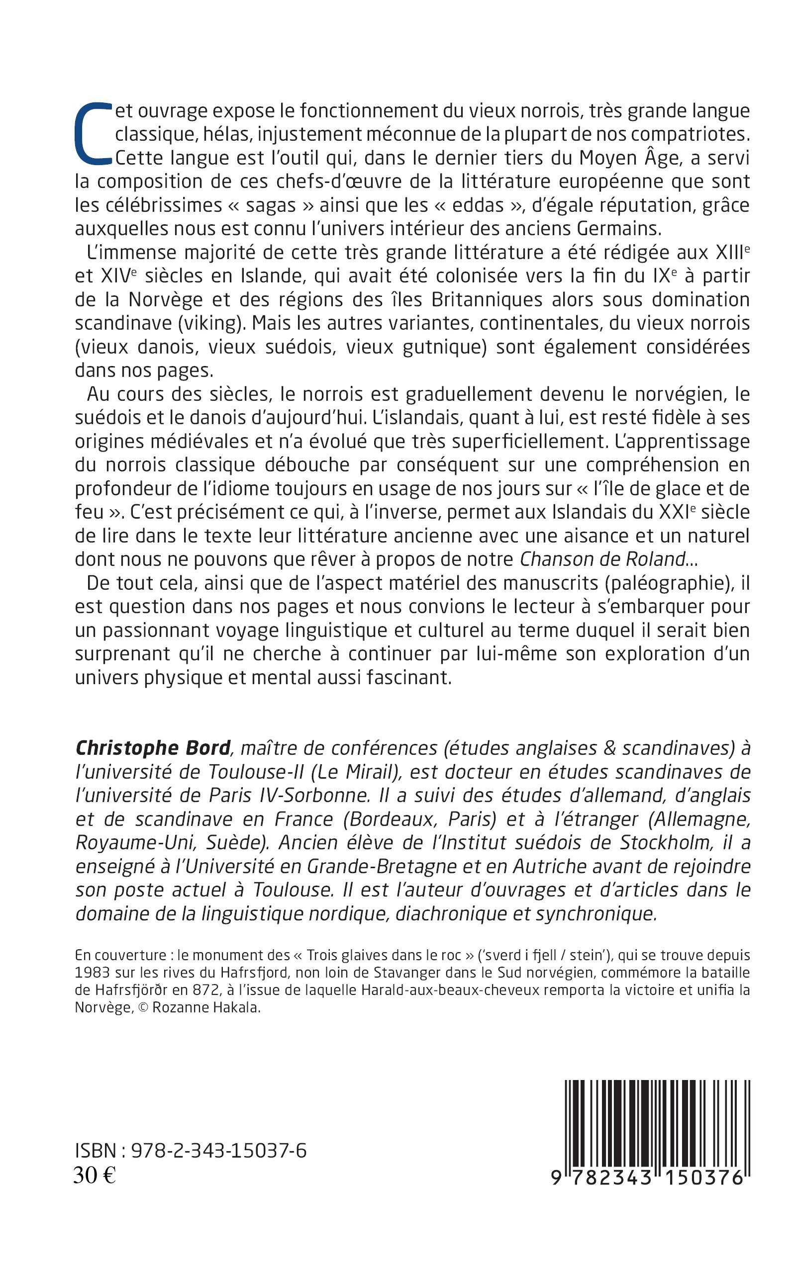 Initiation à l'étude la langue des vikings - Christophe Bord - L'HARMATTAN