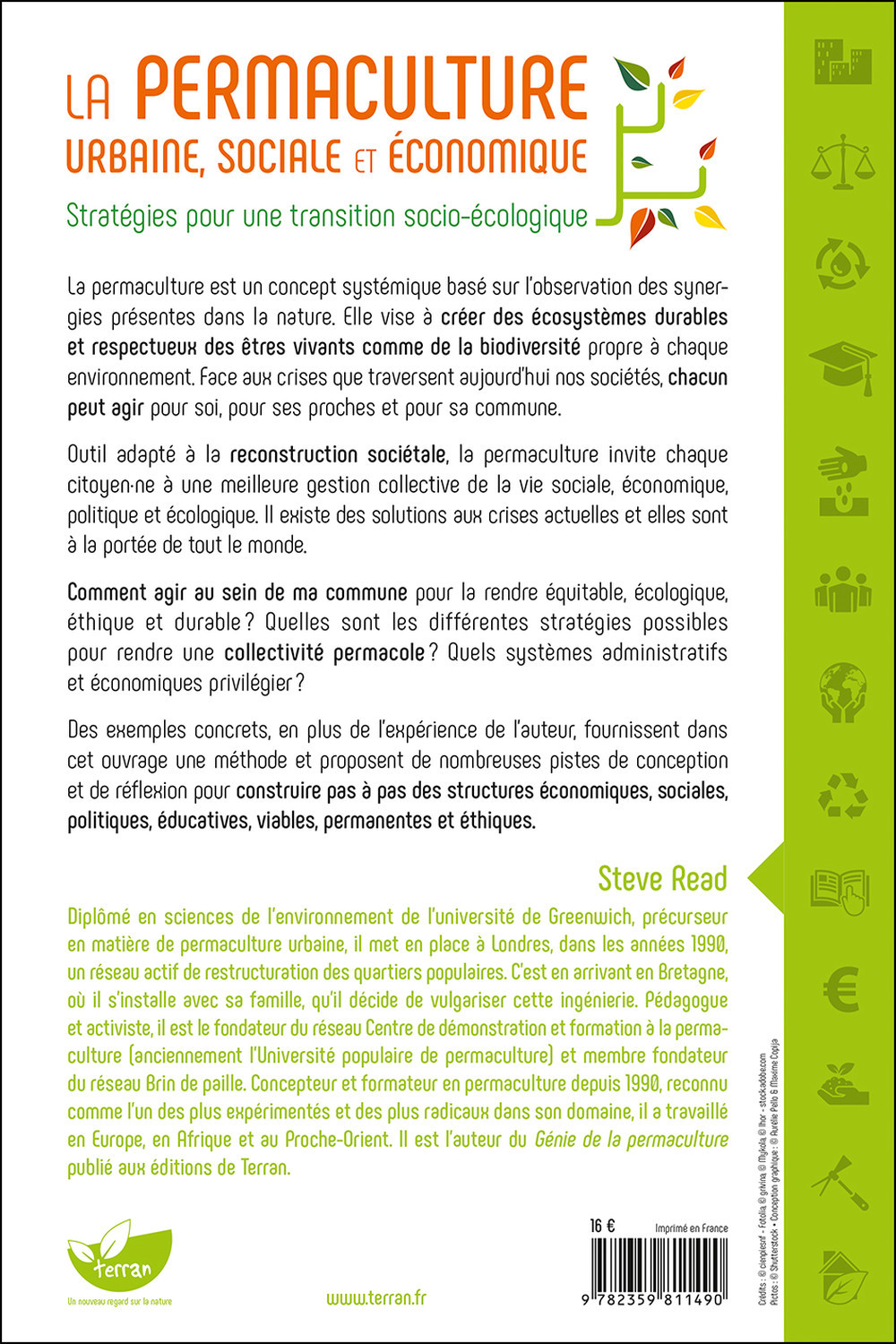 La Permaculture urbaine, sociale et économique - Stratégies pour une transition socio-écologique - Steve Read - DE TERRAN