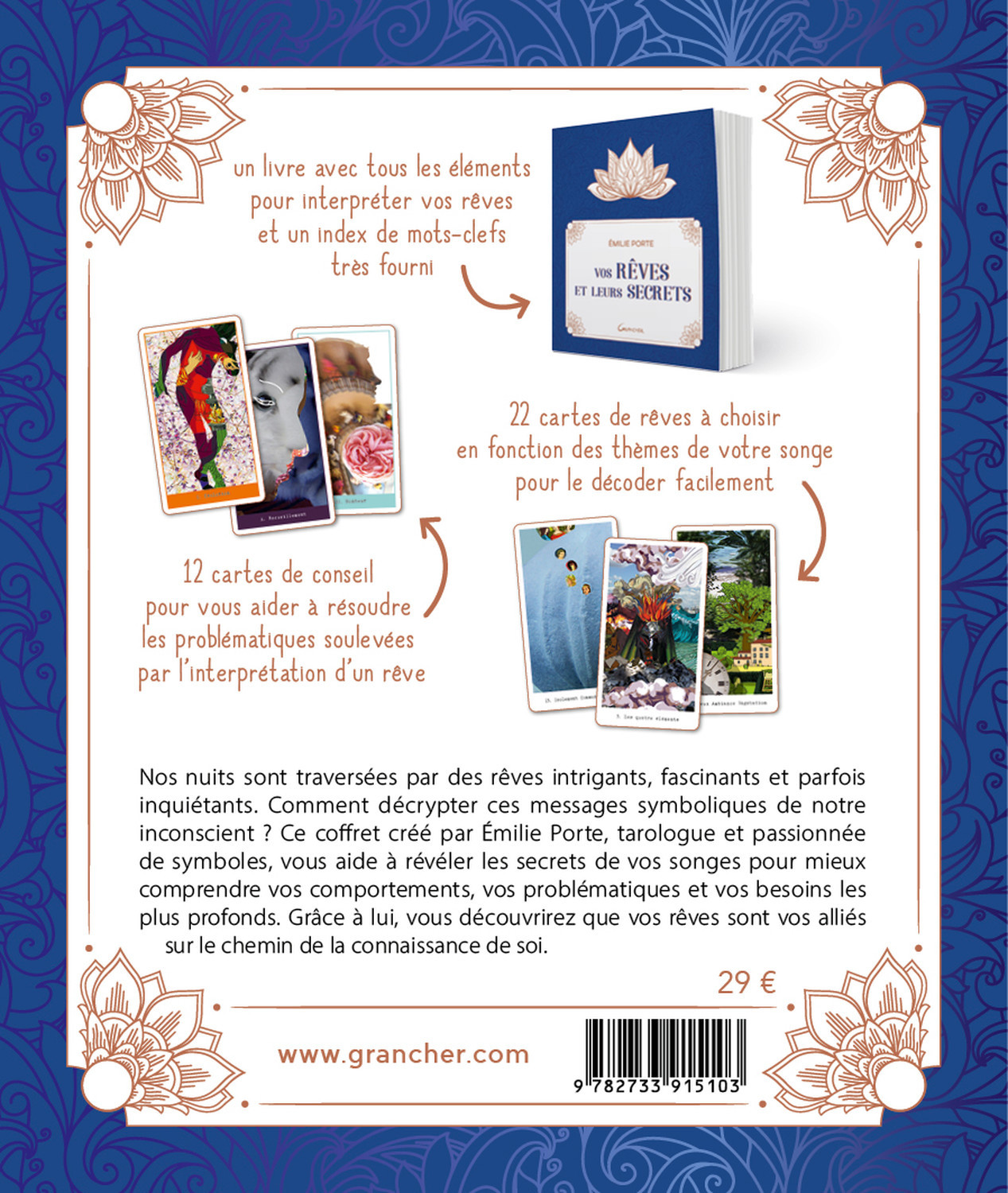 VOS REVES ET LEURS SECRETS - 34 CARTES ET 1 LIVRE POUR DECOUVRIR LEUR SYMBOLISME ET LEURS CONSEILS - - Emilie Porte - GRANCHER