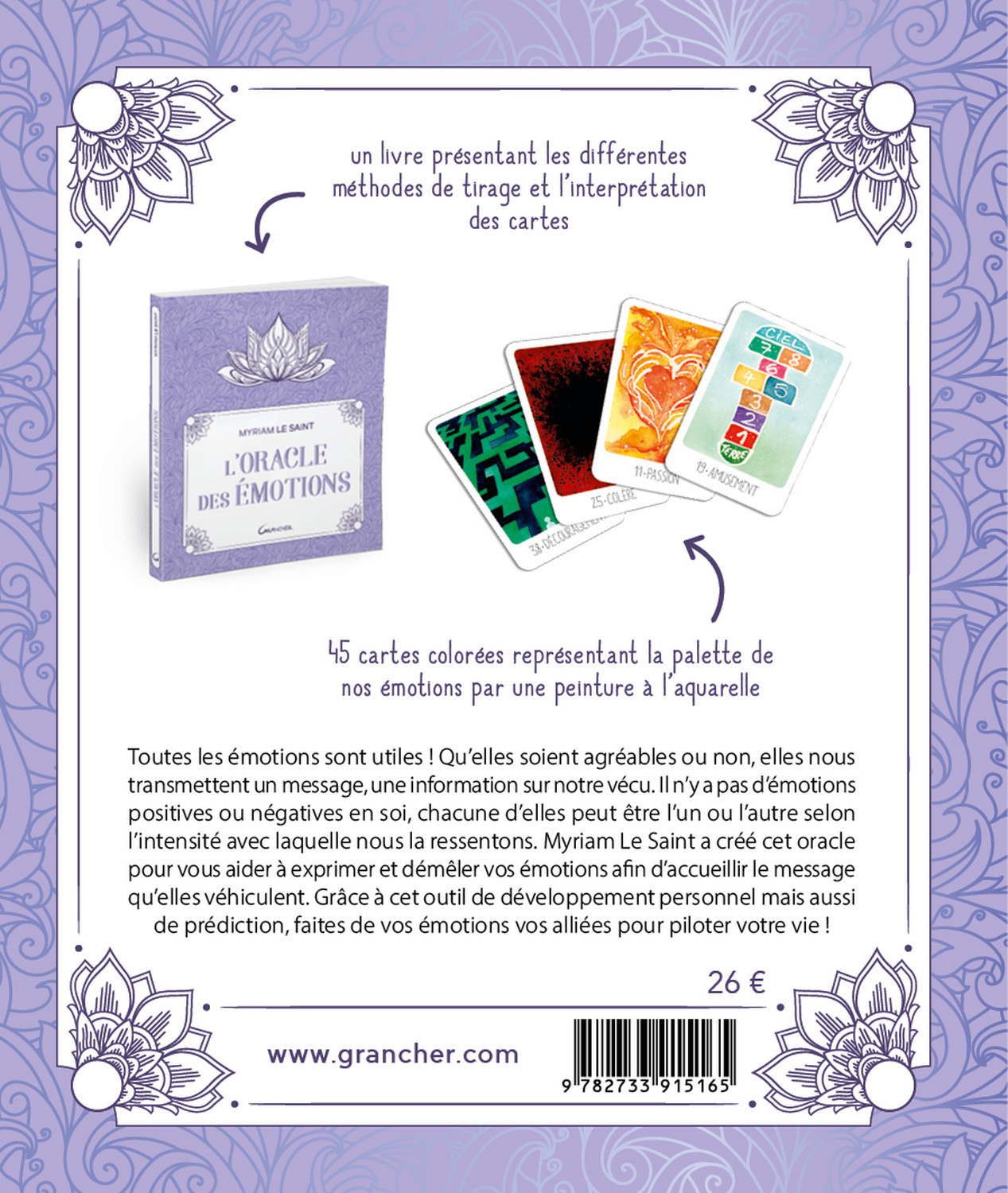 L'Oracle des émotions - Le livre + 45 cartes - Coffret - Myriam Le Saint - GRANCHER