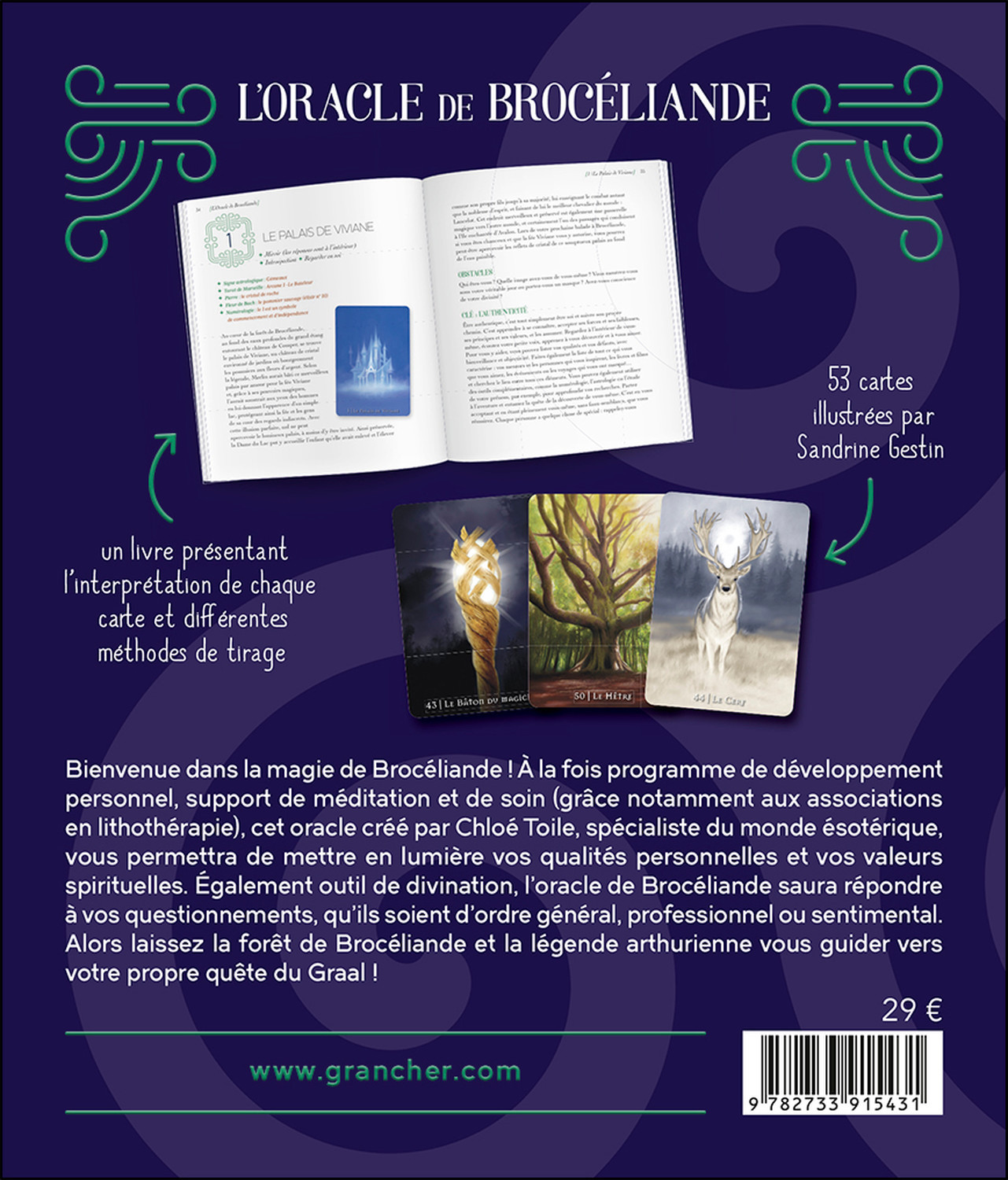 L'Oracle de Brocéliande - Le livre & le jeu de 53 cartes - Coffret - Chloé Toile - GRANCHER